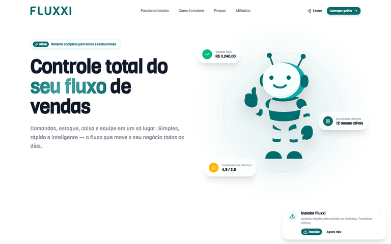Captura de tela do Fluxxi